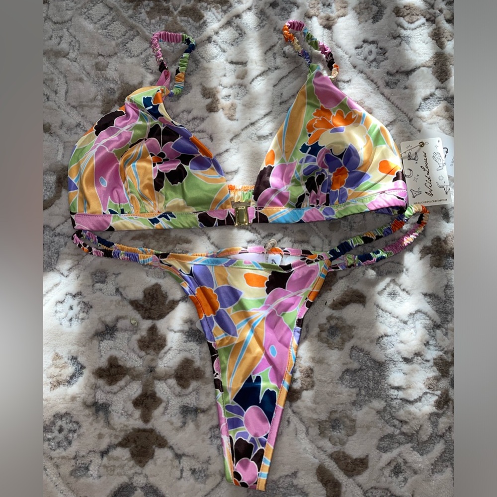 NWT Wild Lovers Remy Stretch Satin Bra & Thong Set